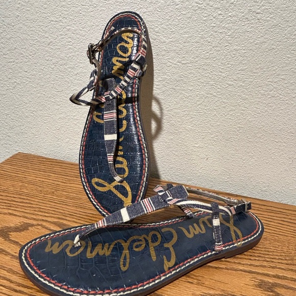 Sam Edelman Striped Navy and White Sandals - Picture 8 of 11